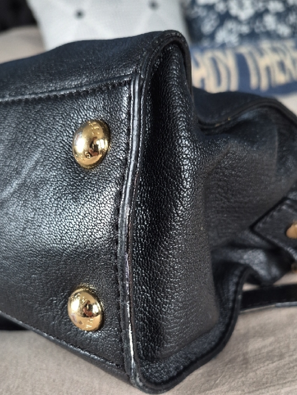 Michael Kors Black Leather Satchel with Gold-Tone Hardware - Picture 5 of 9